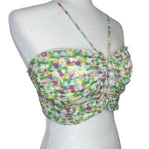 NWT Windsor lace up front chiffon floral crop top size Small